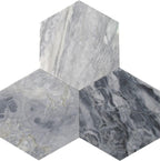 Shade Variation in Calacatta Bluette 10 inch Hexagon Marble Tiles for Floors and Walls