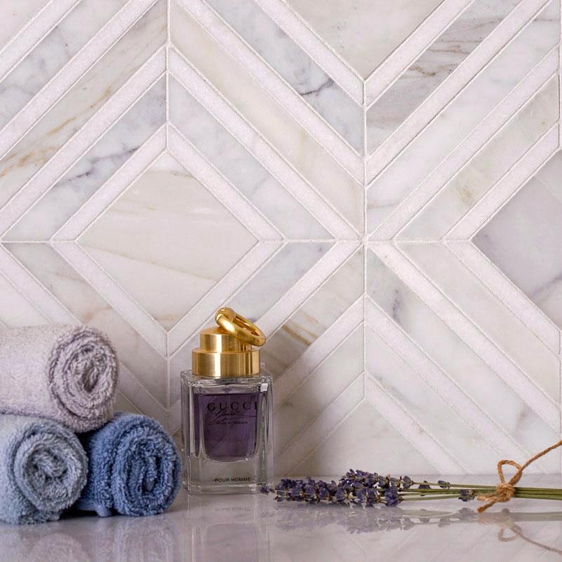 Calacatta Gold Diamond Pattern Bathroom Tile
