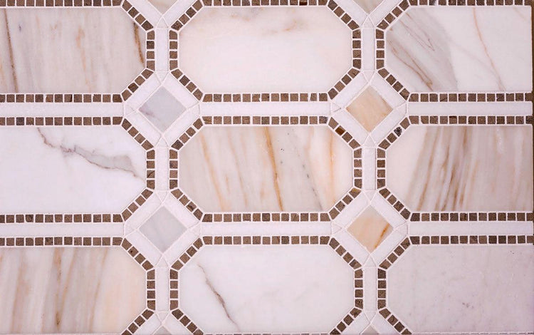 Calacatta Gold Octagon With Lagos Azul Dots | Tile Club