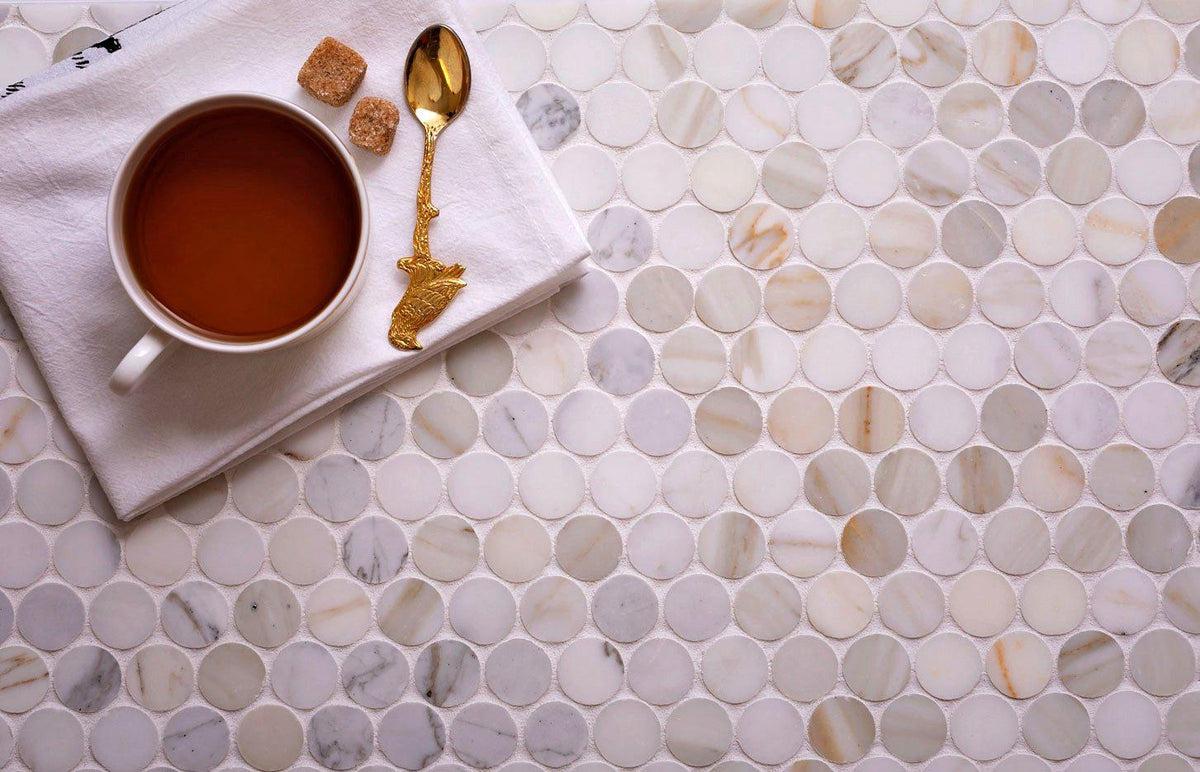 Calacatta Gold Penny Tile Honed 