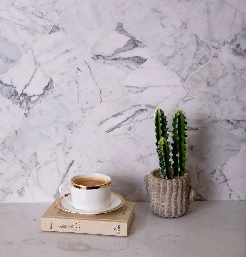 12" x 12" Calacatta Lantern Marble Mosaic Tile