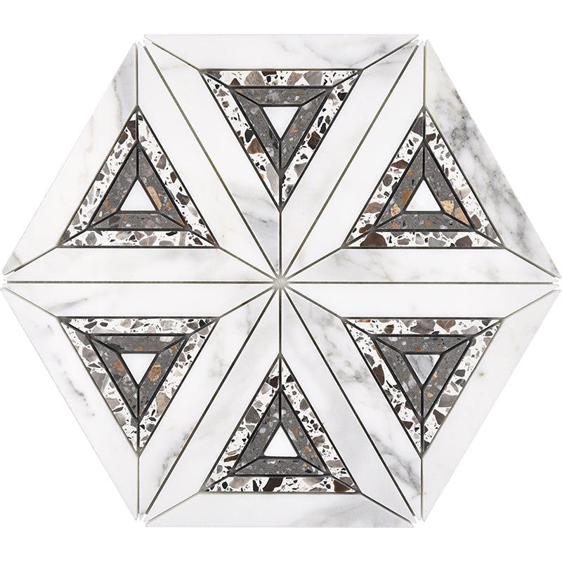 Calacatta & Terrazzo Kaleidoscope Star Marble Mosaic Tile