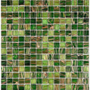 Camo Green & Brown Mixed Squares Glass Tile