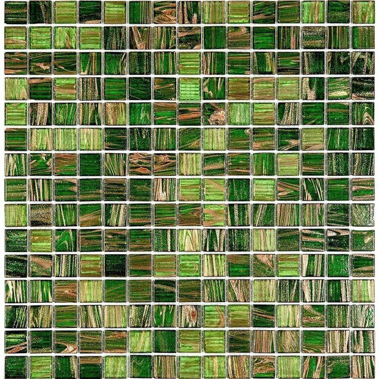Camo Green & Brown Mixed Squares Glass Tile