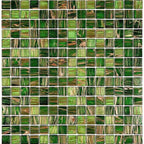 Camo Green & Brown Mixed Squares Glass Tile