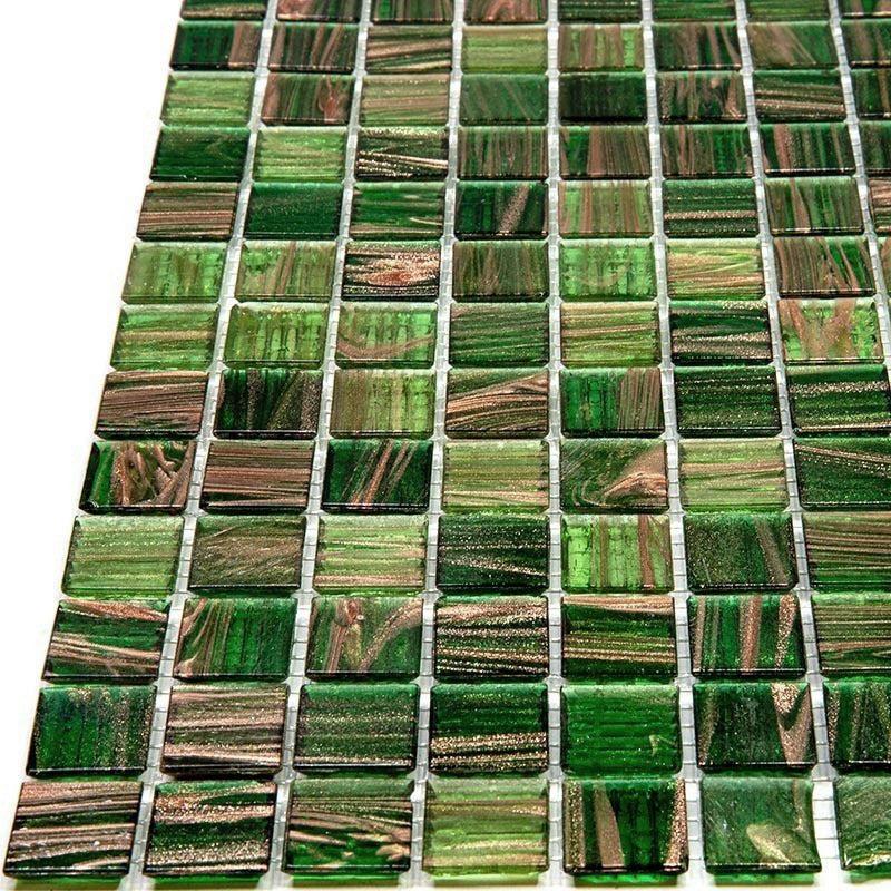 Green & Brown Mixed Squares Glass Tile | Tile Club