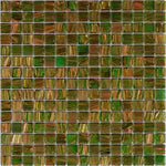 Camo Green & Brown Squares Glass Pool Tile Sample