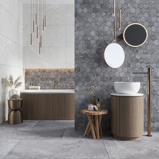 Campbell Dark Gray Hexagon 10x12 | Tile Club