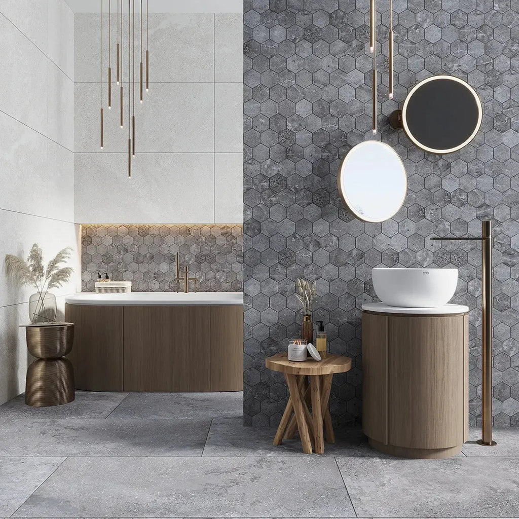 Campbell Dark Gray Hexagon 10x12 | Tile Club