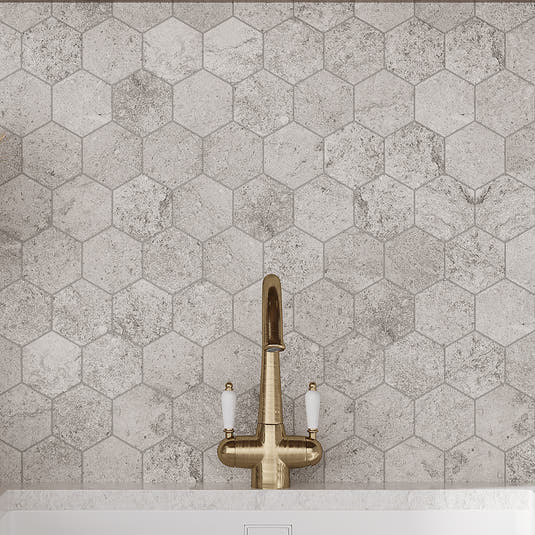Campbell Gray Hexagon 10x12 | Tile Club