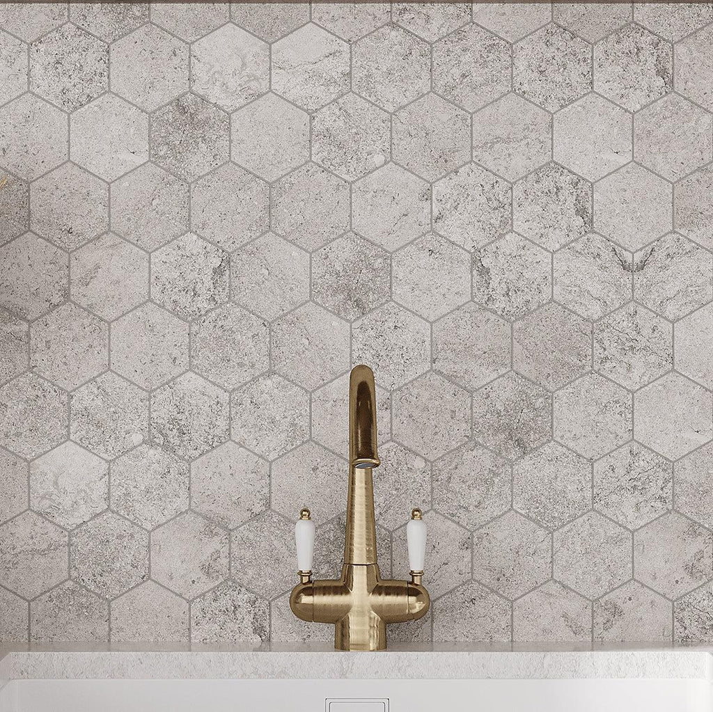 Campbell Gray Hexagon 10x12 | Tile Club