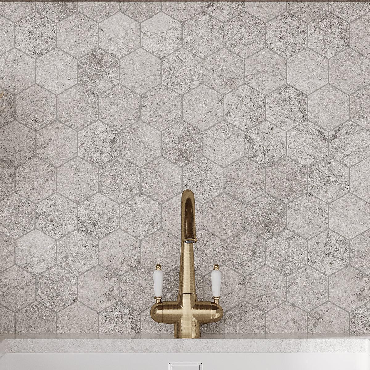 Campbell Gray Hexagon 10x12 | Tile Club