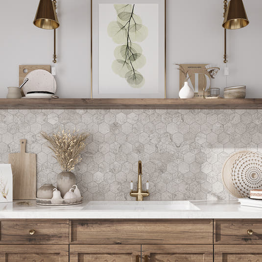Campbell Gray Hexagon 10x12 | Tile Club