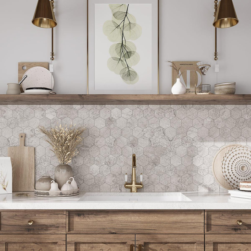 Campbell Gray Hexagon 10x12 | Tile Club