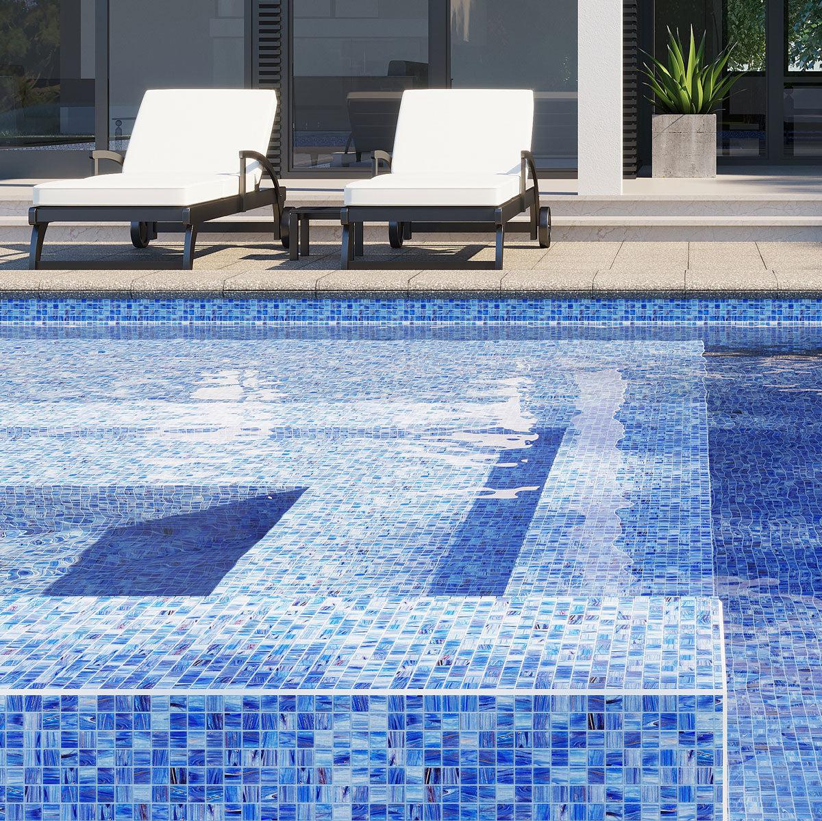 Swimming Pool with Blue Glass Mosaic tile