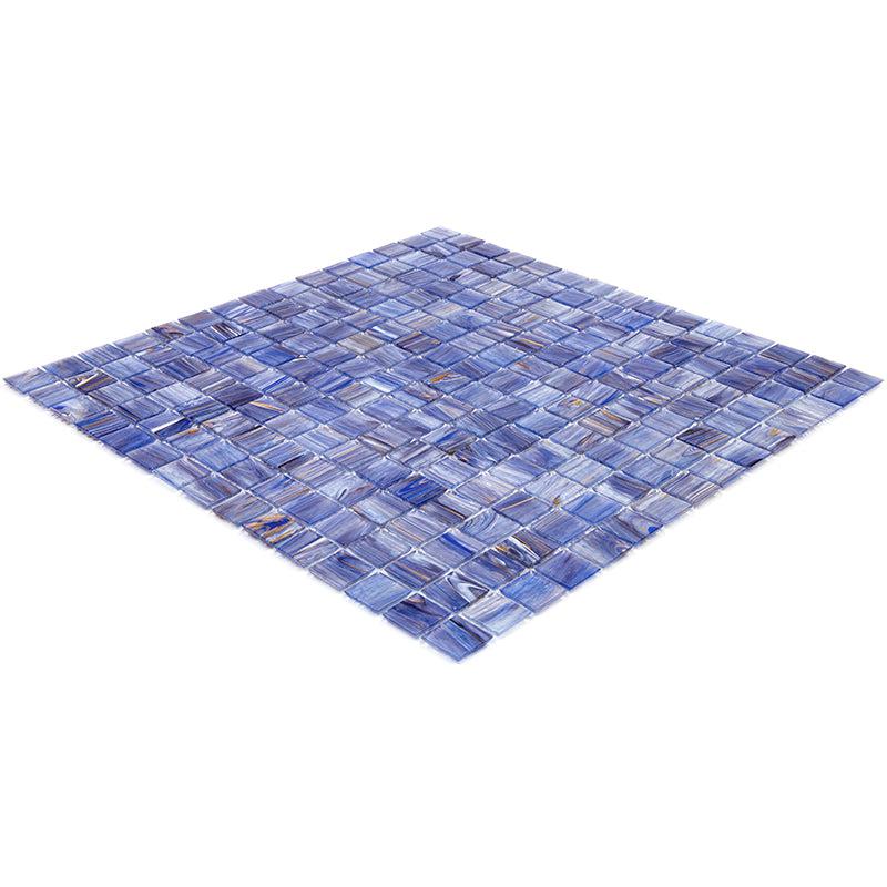 Cape Cod Blue Mixed Swirls Squares Glass Pool Tile | Tile Club