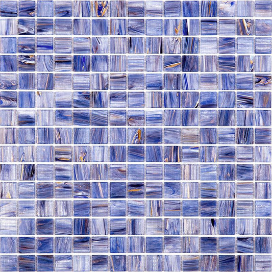 Cape Cod Blue Mixed Swirls Squares Glass Pool Tile