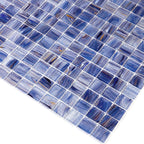 Cape Cod Blue Mixed Swirls Squares Glass Pool Tile | Tile Club