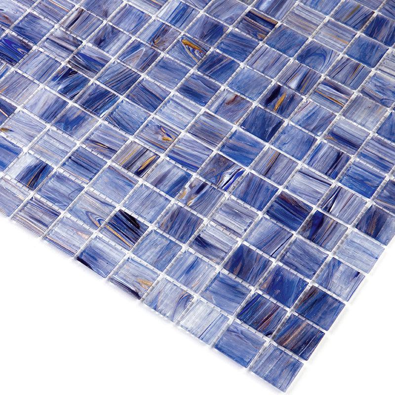 Cape Cod Blue Mixed Swirls Squares Glass Pool Tile | Tile Club