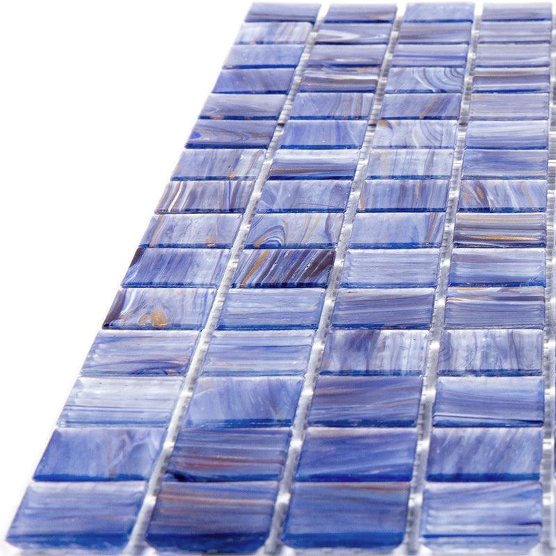 Cape Cod Blue Mixed Swirls Squares Glass Pool Tile
