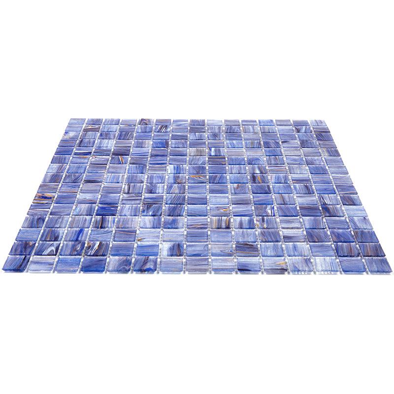 Cape Cod Blue Mixed Swirls Squares Glass Pool Tile | Tile Club