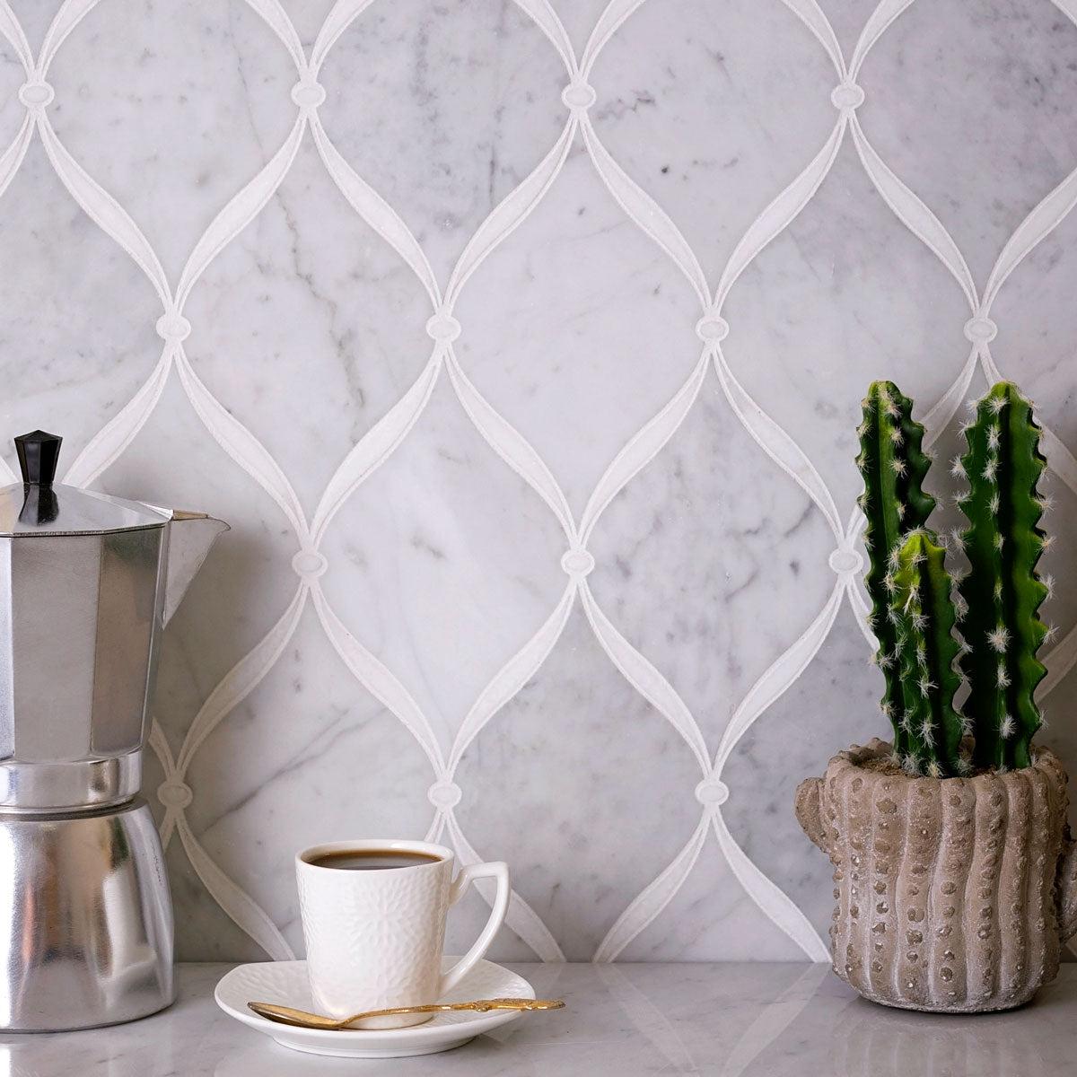 Carrara Chic With Thassos Dots Marble Mosaic Tile