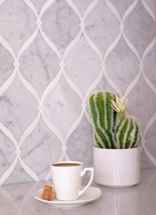 Carrara Chic With Thassos Dots Marble Mosaic Tile | Tile Club