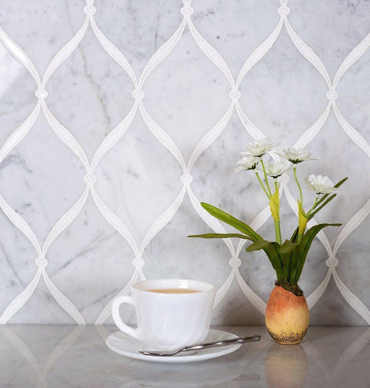 Carrara Chic With Thassos Dots Marble Mosaic Tile | Tile Club