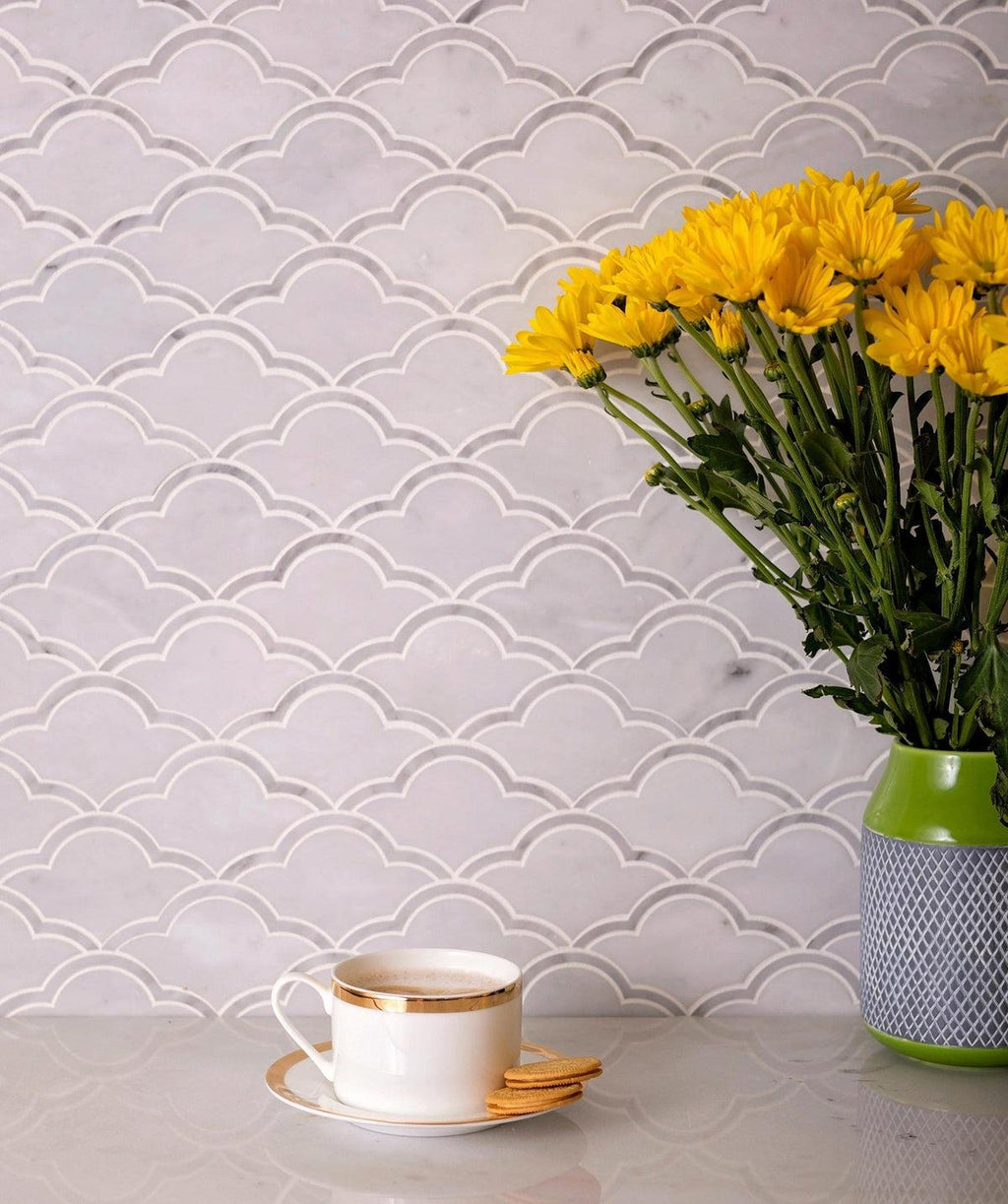 Carrara Clouds Marble Mosaic Tile