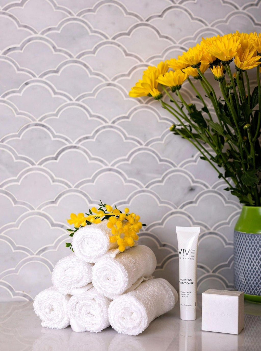 carrara cloud mosaic tile