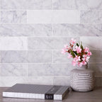 Carrara Dots Etched Subway Marble Tile
