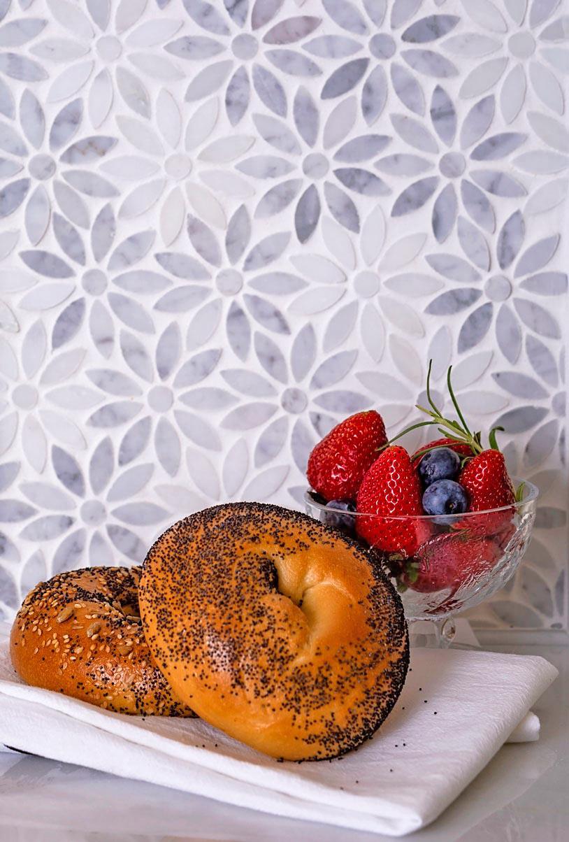 Carrara & Oriental White Bouquette Marble Mosaic Tile