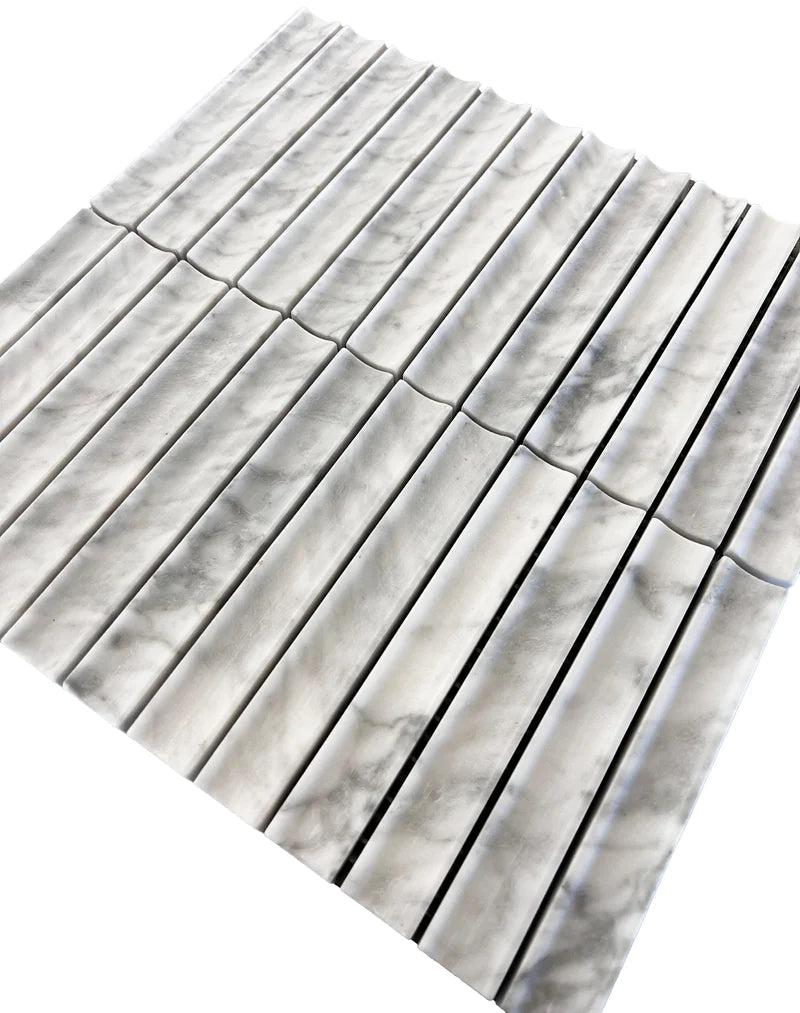 True Carrara Concave Fluted | Tile Club