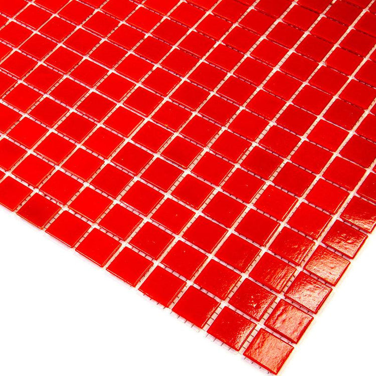 Cayenne Pepper Red Squares Glass Pool Tile | Tile Club