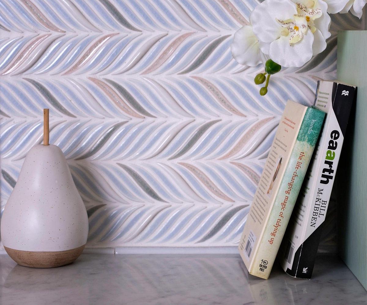 Chateau Blue Sprig Ceramic Mosaic Tile | Tile Club