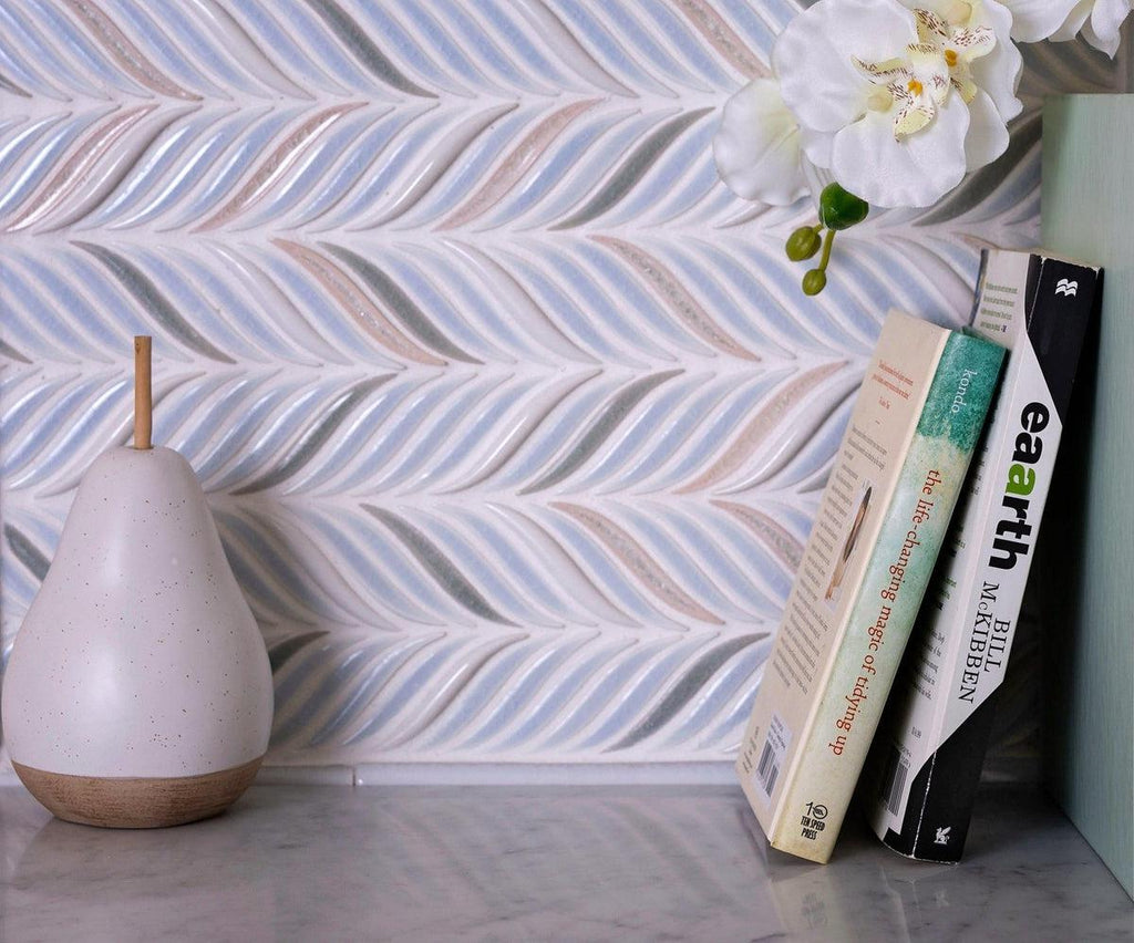 Chateau Blue Sprig Ceramic Mosaic Tile | Tile Club