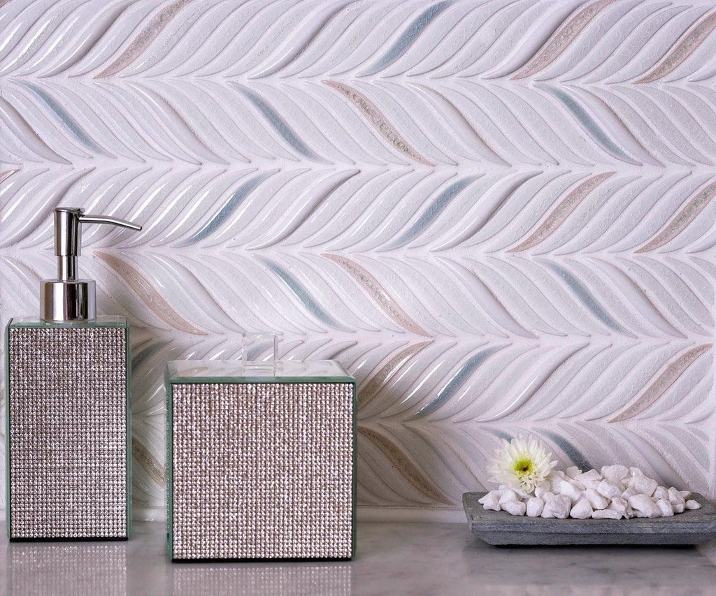 Chateau White Sprig Ceramic Mosaic Tile