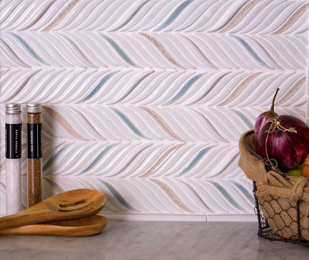 Chateau White Sprig Ceramic Mosaic Tile