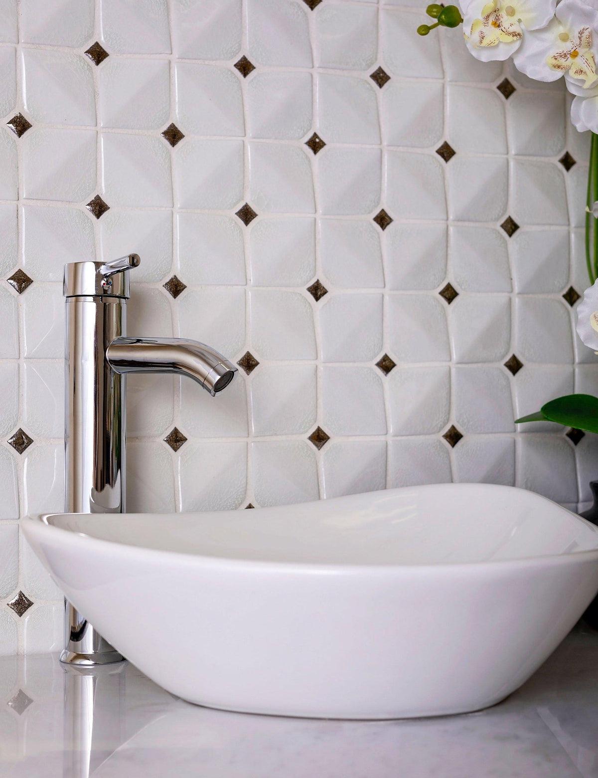 Chateau White Square Ceramic Mosaic Tile | Tile Club