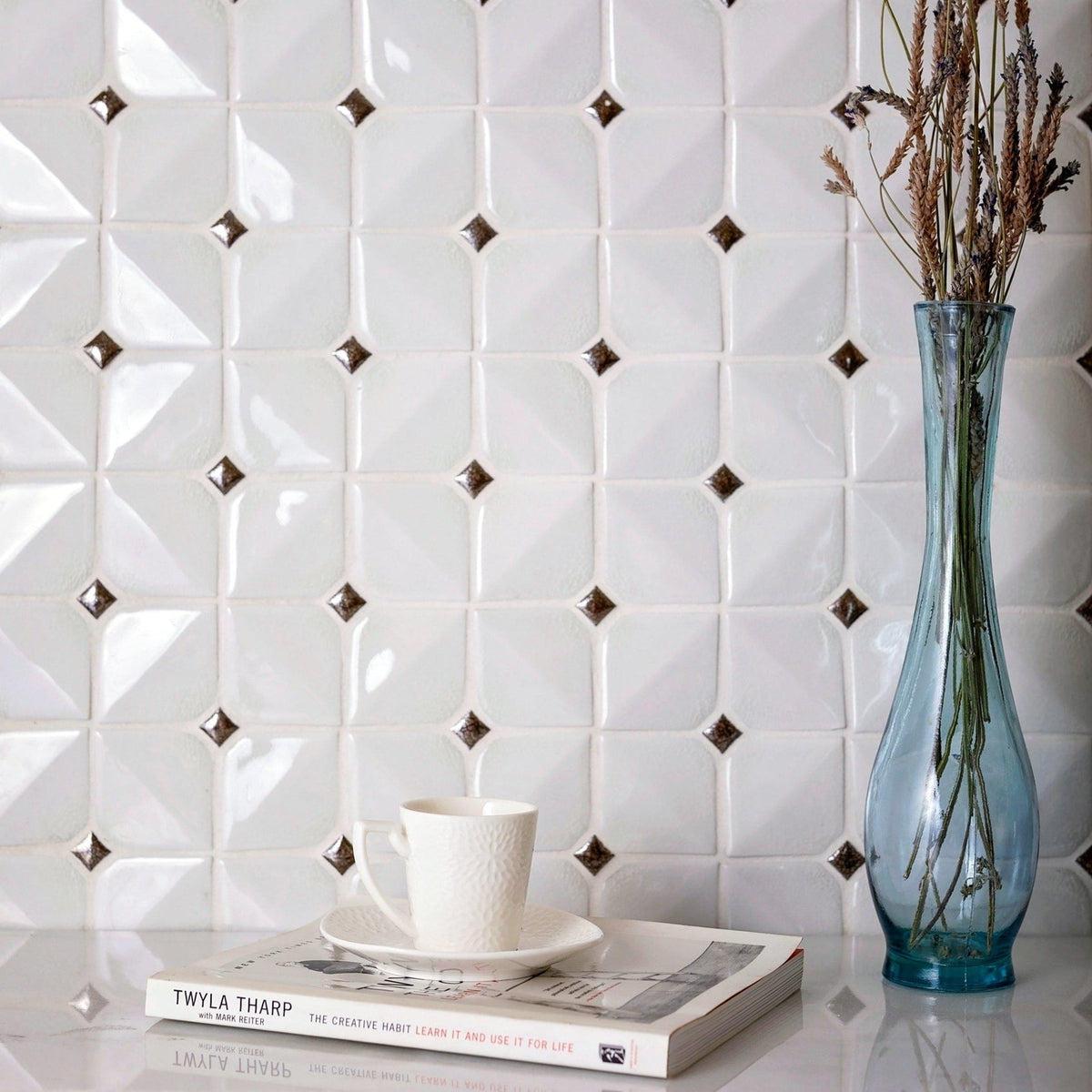Chateau White Square Ceramic Mosaic Tile
