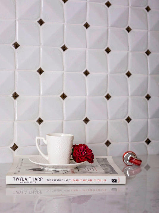 Chateau White Square Ceramic Mosaic Tile
