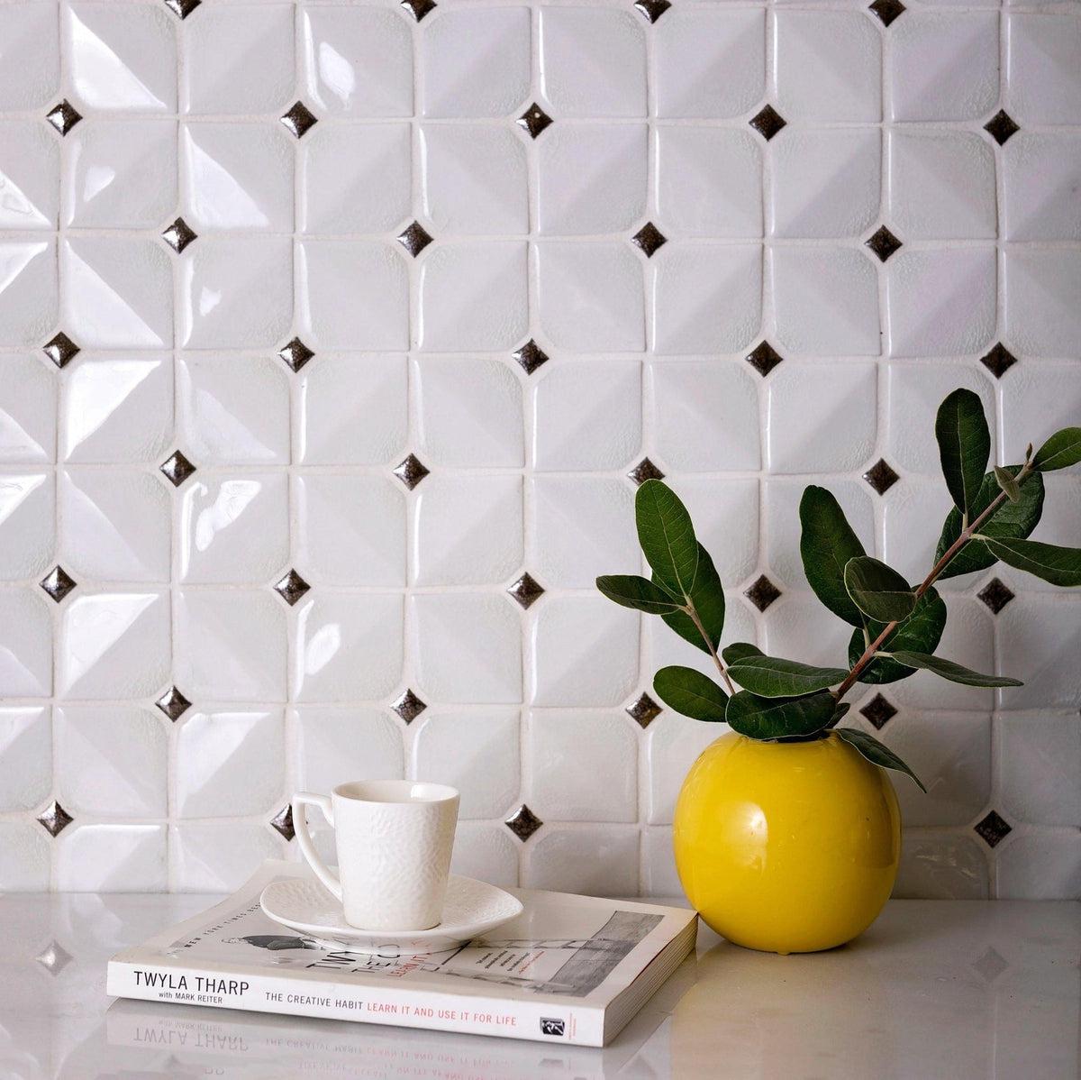 Chateau White Square Ceramic Mosaic Tile