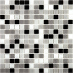 Checkered Black and White Mixed Squares Glass Tile | Tile Club
