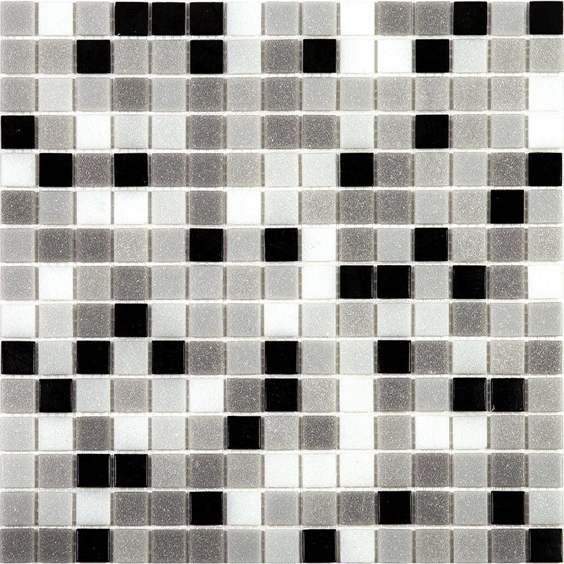 Checkered Black and White Mixed Squares Glass Tile | Tile Club