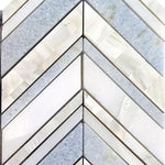 Chevron Pearl Blue Celeste Marble and Shell Tile