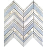 Chevron Pearl Blue Celeste Marble and Shell Tile