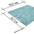 Cloud Blue Grey Mixed Squares Glass Pool Tile | Tile Club