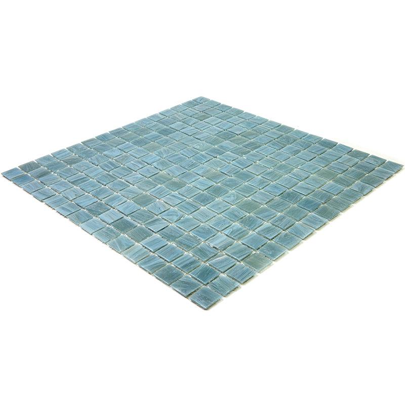 Cloud Blue Grey Mixed Squares Glass Pool Tile