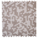 Cream Penny Recycled Glass Mosaic Tile Sample