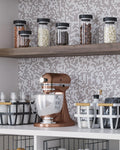 Pantry Backsplash with Cream Penny Recycled Glass Mosaic Tile 